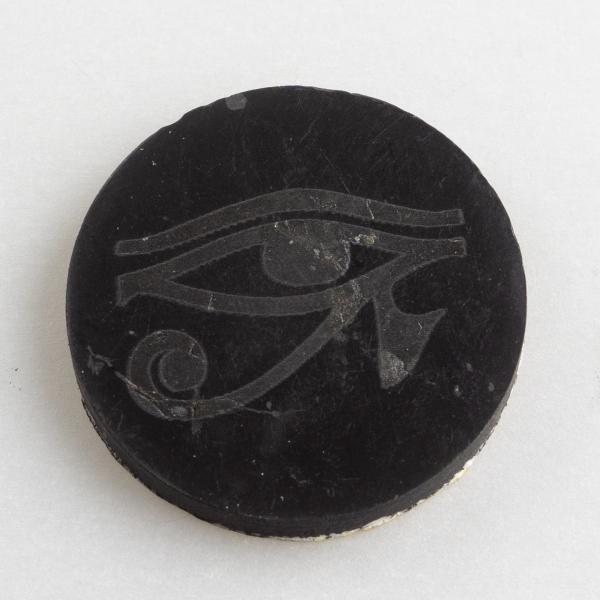 Shungite Round Plate with adhesive layer -"Horus Eye" engraving | 3X0,2 cm 0,005 kg