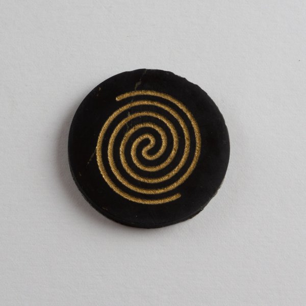 Shungite adhesive plate with Spiral engraving | 3 cm
