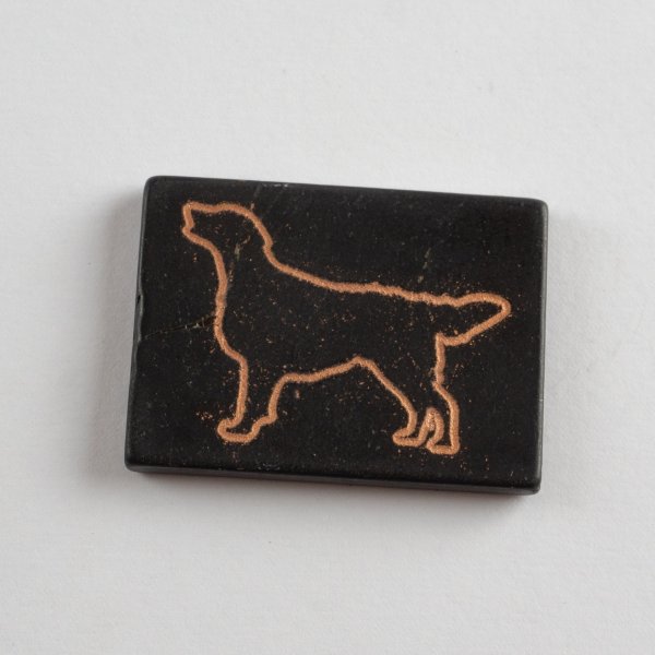 Shungite adhesive plate with Dog engraving | 4x3 cm