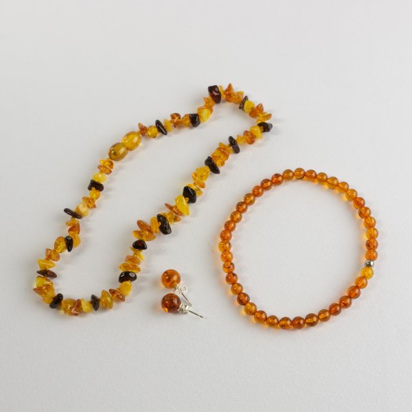 Amber Necklace, Bracelet and Earrings Set