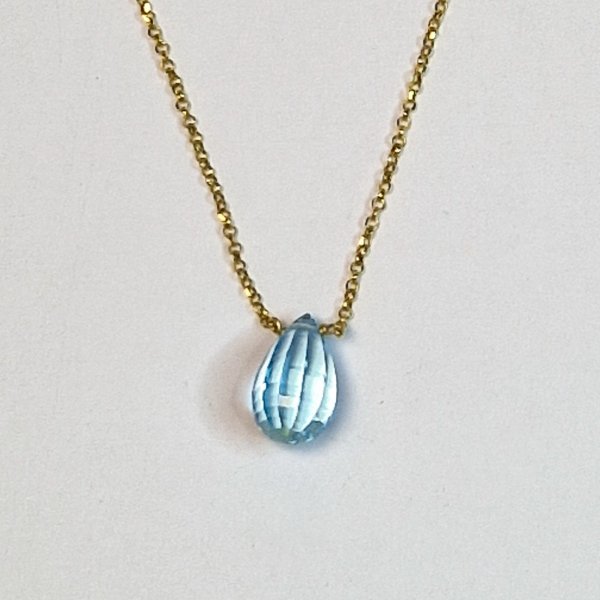 Blue Topaz pendant with golden silver chain