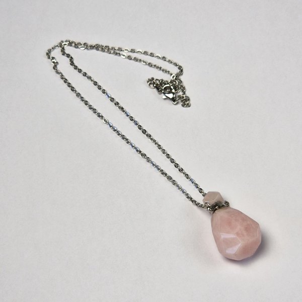 Pink Quartz perfume holder necklace